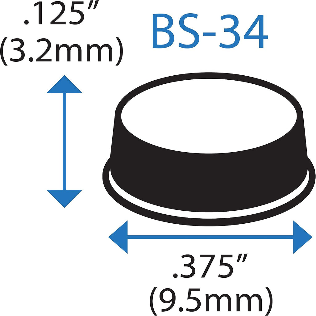 Bumper Specialties Self Adhesive Bumper Feet 0.375' x 0.125' (9.5mm x 3.2mm) Black Cylindrical Polyurethane Pads for Industrial Surface Protection, 6,000 Pieces per Box, BS34
