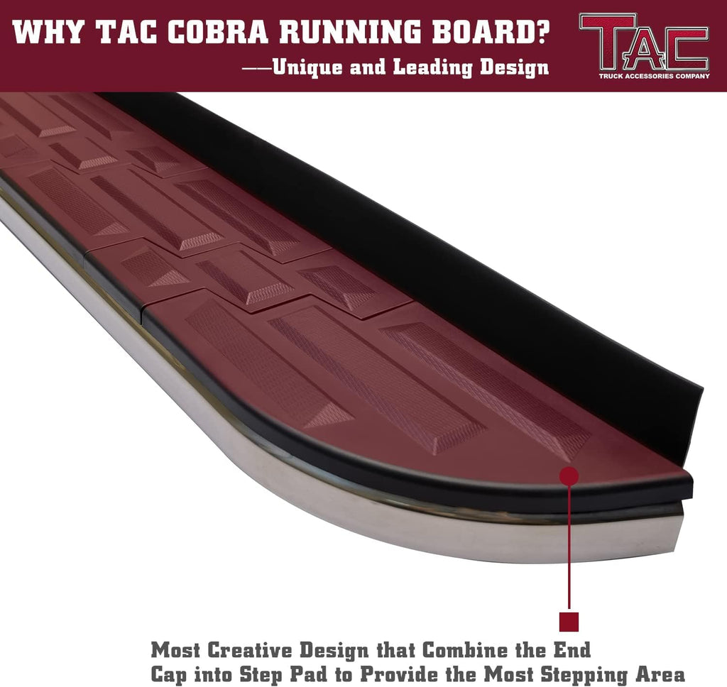 TAC Cobra Running Boards Compatible with 2007-2017 Chevy Traverse| 2007-2016 GMC Acadia| 2017 Acadia Limited(Exclude. Denali) | 2007-2009 Enclave Aluminum Black Off-Road SUV Exterior Accessories