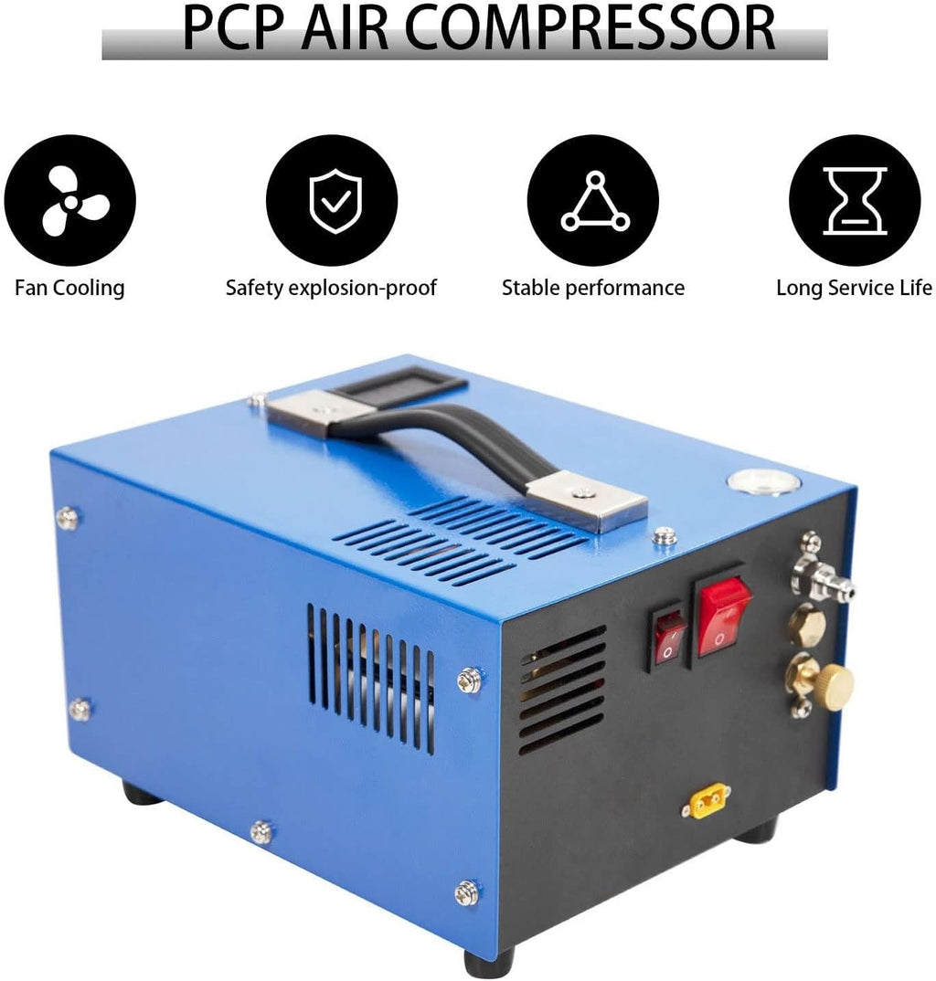 Portable PCP Electric Air Compressor - 4500 PSI/300 Bar/30 MPa High-Pressure Pump - 12V DC Car Powered Inflation Pump for Tires, PCP Rifles, and Paintball Tanks