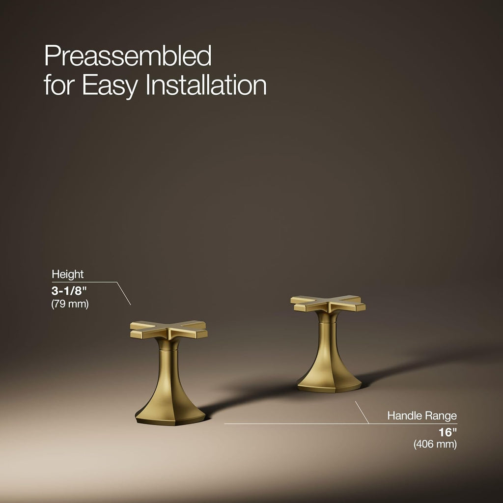 Kohler 27010-3-2MB OCCASION™ Cross bathroom sink faucet handles, Vibrant Brushed Moderne Brass