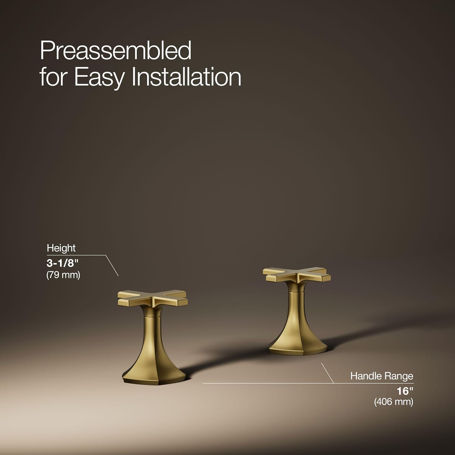 Kohler 27010-3-2MB OCCASION™ Cross bathroom sink faucet handles, Vibrant Brushed Moderne Brass