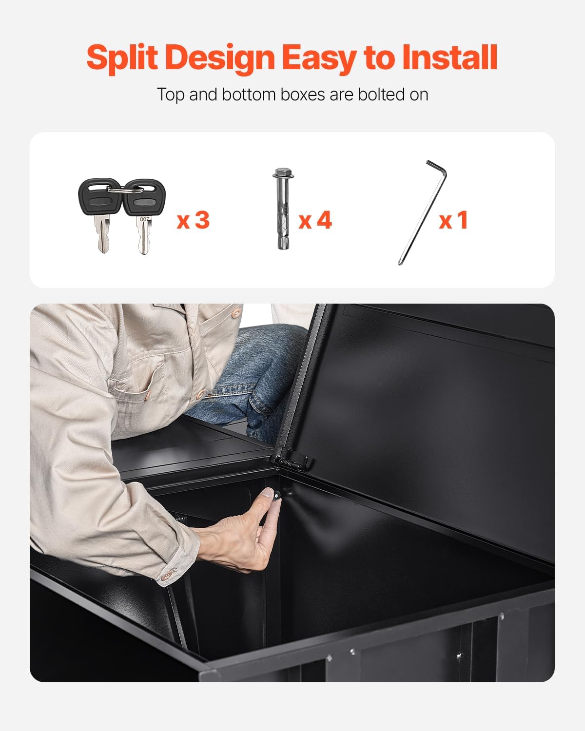 VEVOR Package Delivery Boxes for Outside, 38.6 in Mailbox for Parcel with Lock, Galvanized Steel Package Drop Box with Anti-Theft Design, Weather-Resistant Package Mailbox for Home and Office, Black