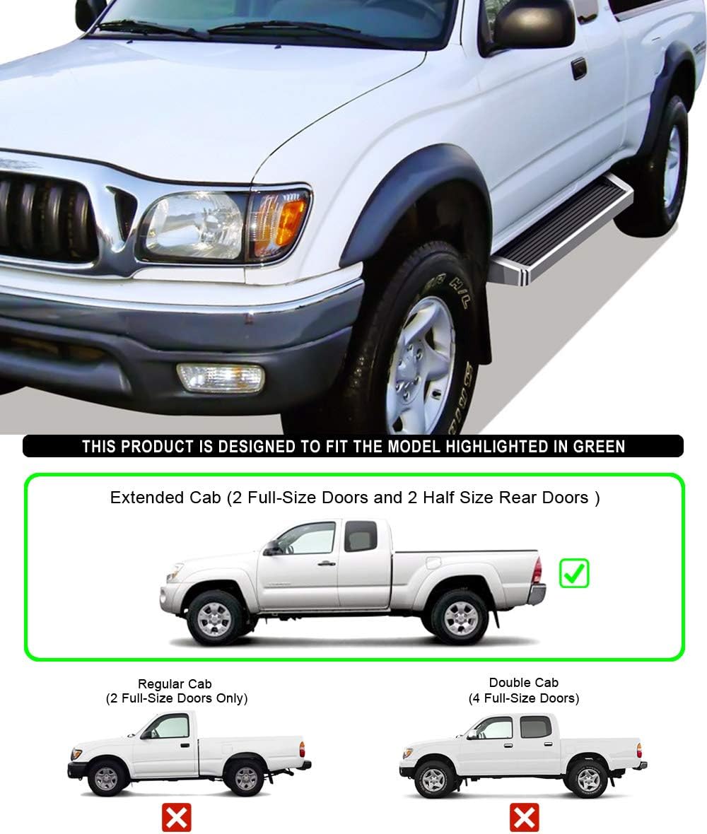 APS Running Boards Style Compatible with Toyota Tacoma 1995-2004 Extended Xtra Cab (4WD or Prerunner 2WD 4WD) (Nerf Bars Side Steps Side Bars)