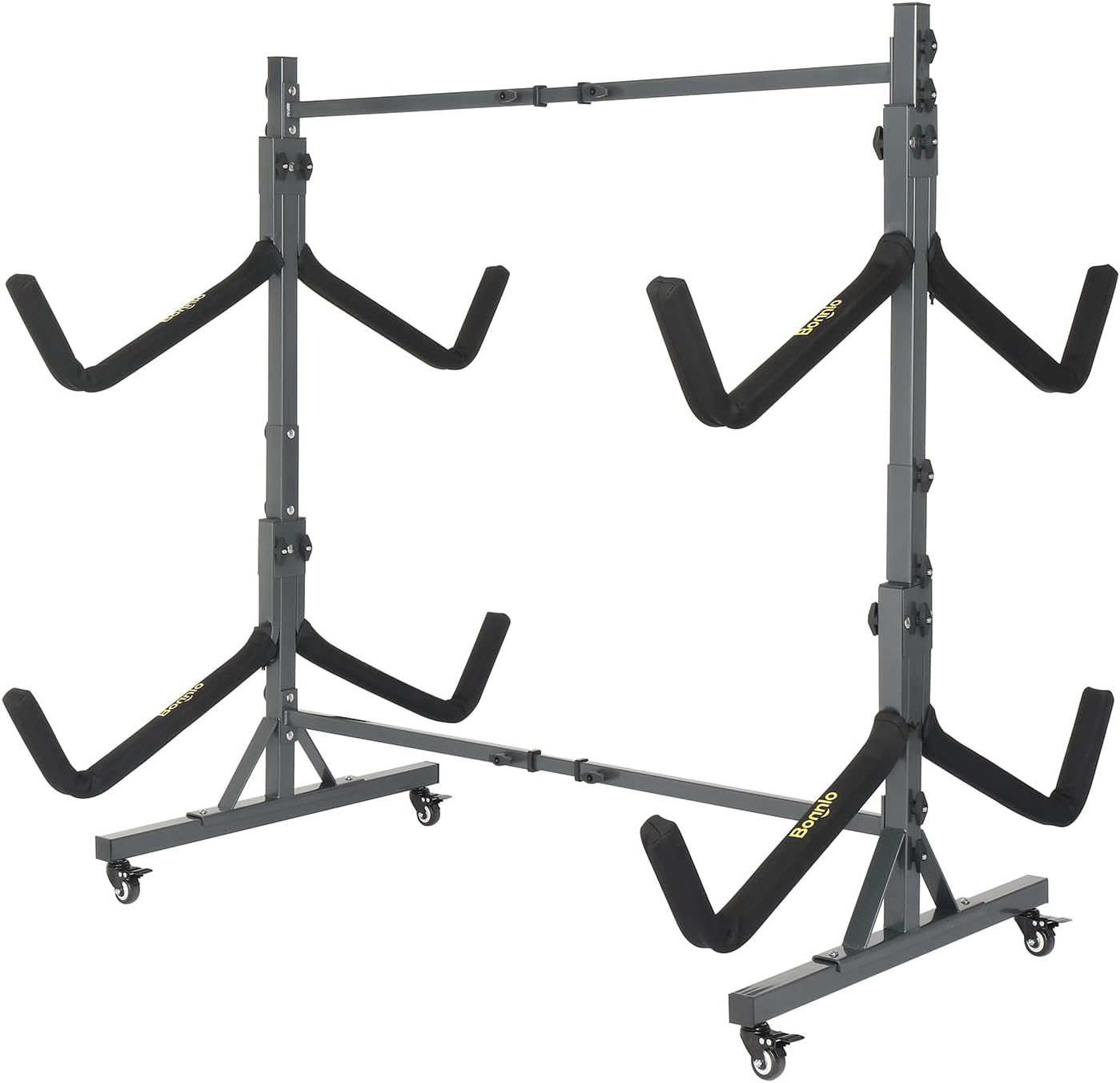 Bonnlo Kayak Stand Freestanding Storage Rack for Kayak Canoe Boat Paddle Board SUP Surfboard for Indoor Outdoor Garage, Shed, Dock with Lockable Wheels Wide Adjustable