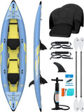 OCEANBROAD Inflatable Sit-in Kayak(NO HIN), 1 Person/2 Person Blow Up Kayak for Adults with Paddle, Kayak Seat, Pedal, Hand Pump and Bag, Blue/Sky Blue