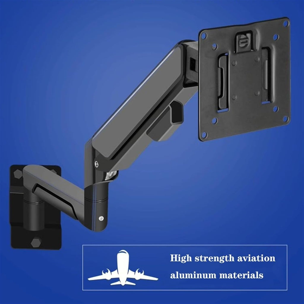 Monitor Arm Wall Mount Monitor Arm with Laptop Tray, Aluminum Gas Spring Full Motion Laptop Mount Arm Fits Max 32 inch, 19.8 lbs Screens/ 10-17' Laptop Monitor Mount(White)