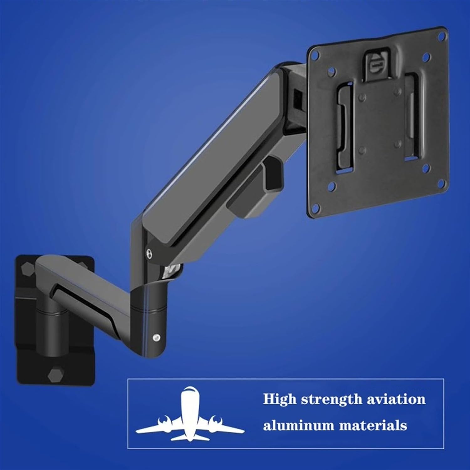 Monitor Arm Wall Mount Monitor Arm with Laptop Tray, Aluminum Gas Spring Full Motion Laptop Mount Arm Fits Max 32 inch, 19.8 lbs Screens/ 10-17' Laptop Monitor Mount(Black)