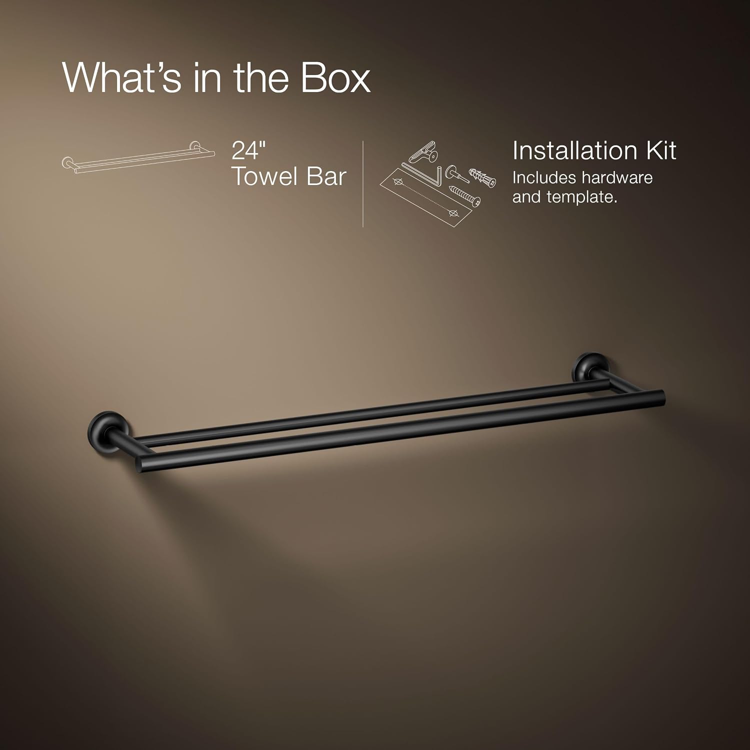Kohler 14375-BL Purist® 24' Double Towel bar, Matte Black