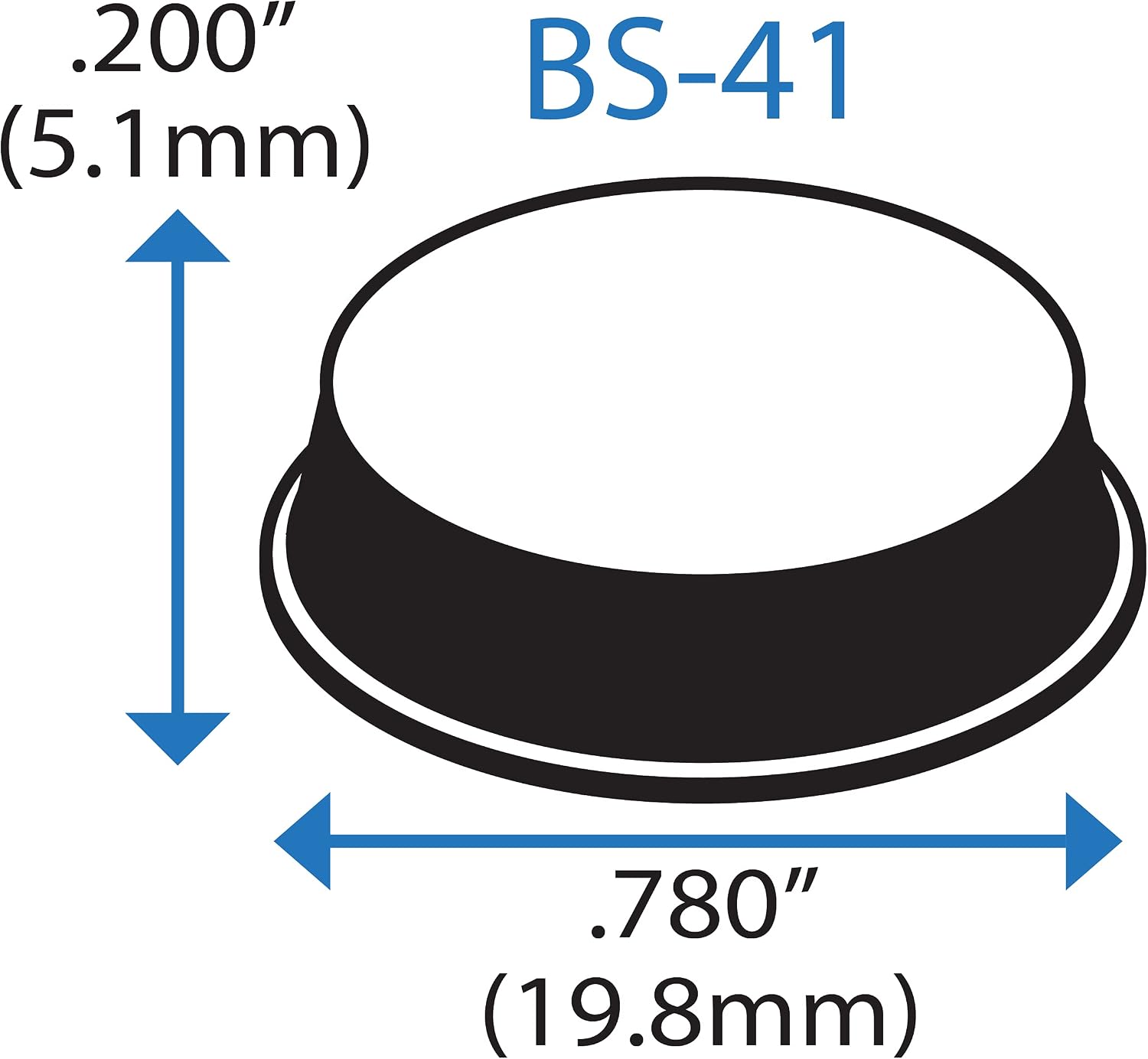 Bumper Specialties Self Adhesive Bumper Feet 0.780' x 0.200' (19.8mm x 5.1mm) Black Cylindrical Polyurethane Pads for Industrial Surface Protection, 3,360 Pieces per Box, BS41
