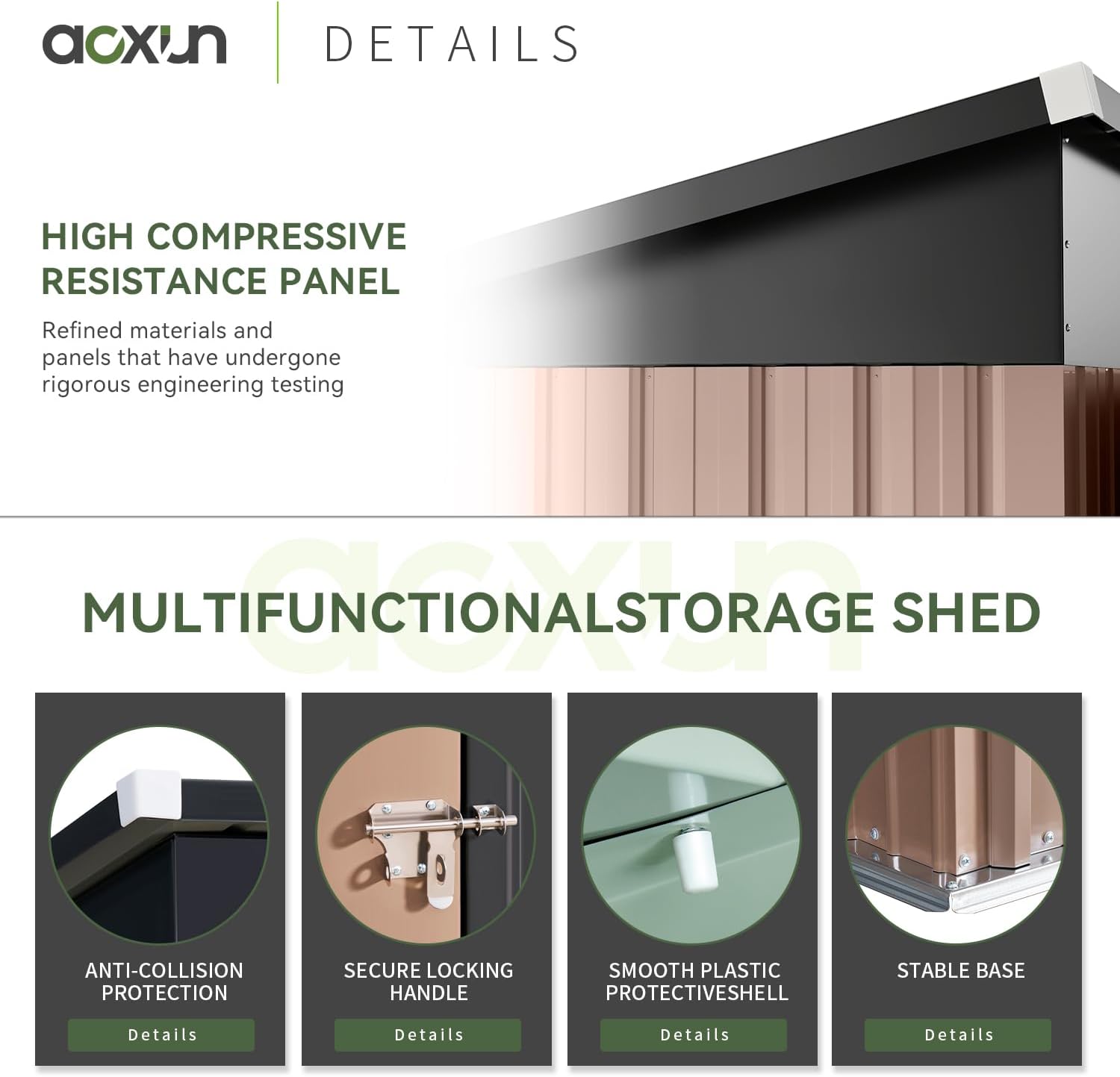 Aoxun 5x2.7 FT Outdoor Metal Storage Shed - Durable Water-Resistant Galvanized Steel, Sloping Roof Design, Lockable Door - Ideal for Tool Storage on Lawn, Patio & Backyard (Brown)