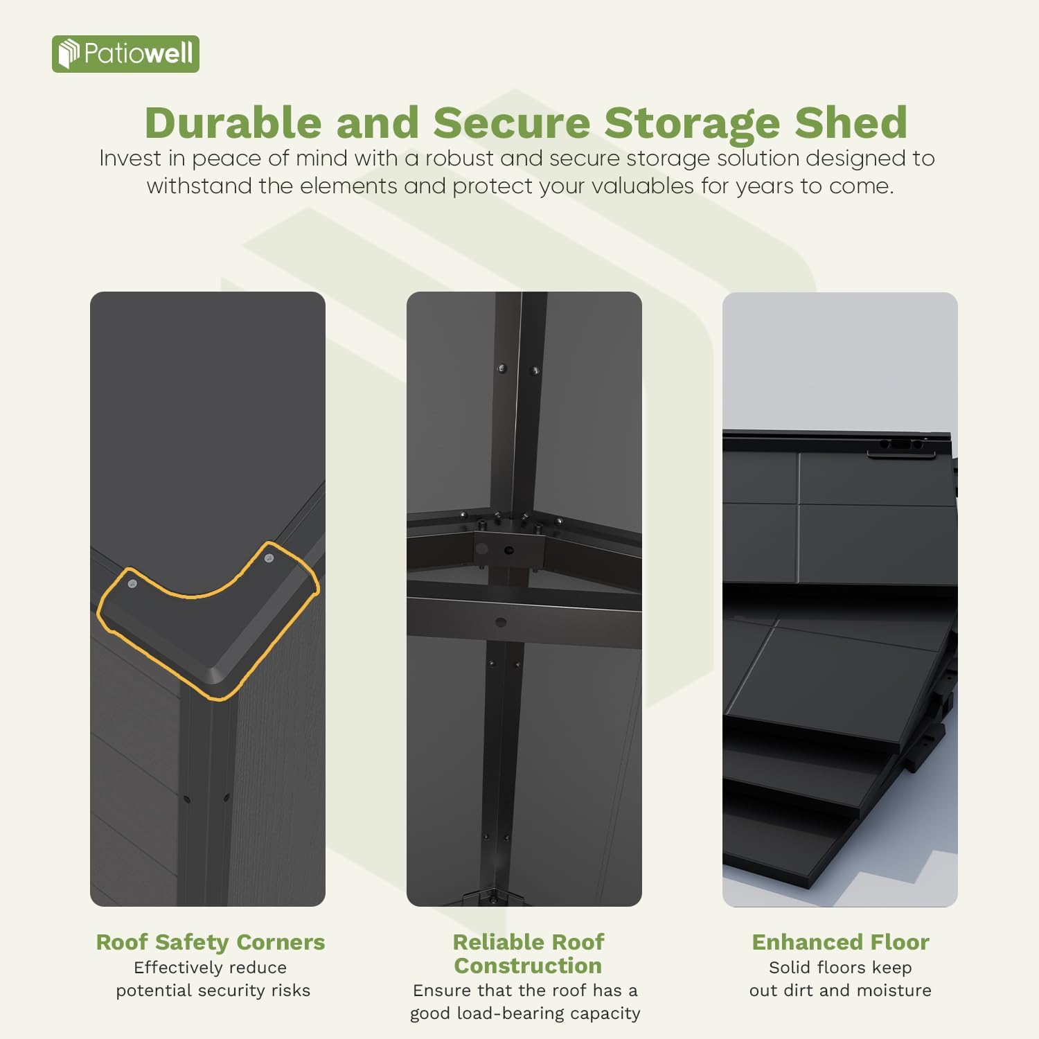 Patiowell 6X4 FT Plastic Outdoor Storage Shed with Floor, Resin Outside Tool Sheds with Window and Lockable Door for Backyard, Garden, Tool Storage Usage, Easy to Install, Dark Grey
