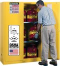 Justrite 45 Gallon Manual Close Flammable Storage Cabinet, 18 Gauge Steel, 2 Shelves, 2 Door Fire Cabinet, 65' x 43' x 18', Made in The USA, Yellow, 894500