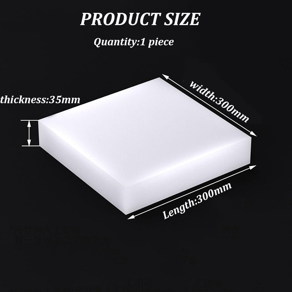 COYOUCO 300Mm×300Mm White Rubber Pad, 12Mm-50Mm Thick Silicone Non-Slip Sealing Pad for Furniture, Electronics, DIY Projects 1 Piece,35mm