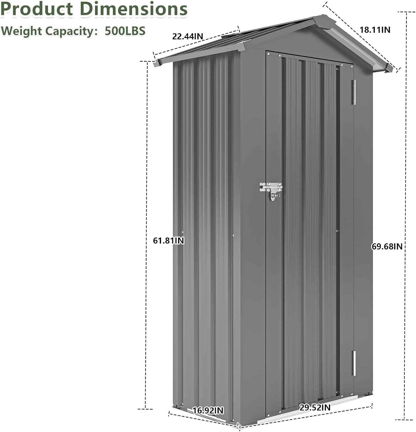 Small 2.5 × 1.4 FT Sheds & Outdoor Storage with Windows, Waterproof Metal Outside Storage Shed with Sturdy Frame, Utility Tool Shed for Backyard Garden — Dark Gray
