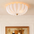 Milk Glass Flush Mount Ceiling Light, 3-Light Gold Hallway Light Fixtures, 15.7'' Vintage Brushed Brass Milk Glass Lights Fixture for Entryway Dining Living Room Foyer