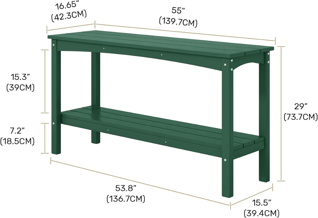 Costaelm Outdoor Plant Stand, 2-Tier Small Outdoor Table, Outdoor Side Tables for Patio or Indoor, Patio Table for Pool, Porch, Weather Resistant Easy Maintenance, Dark Green