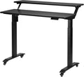 UNICOO Electric Height Adjustable 2-Tier Raising Desk with Wheels, Mobile Standing Desk with Monitor Stand, Ergonomic Adjustable Computer Table, Electric Standing Game Table for Home Office