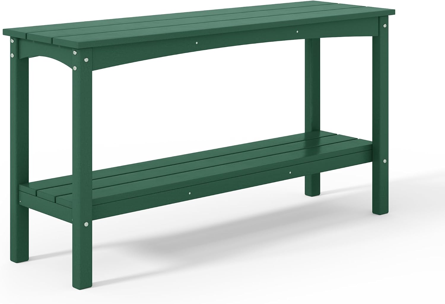 Costaelm Outdoor Plant Stand, 2-Tier Small Outdoor Table, Outdoor Side Tables for Patio or Indoor, Patio Table for Pool, Porch, Weather Resistant Easy Maintenance, Dark Green