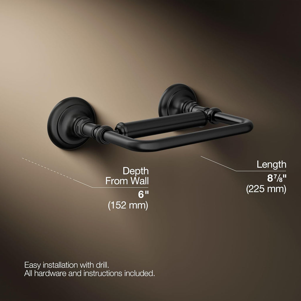 Kohler K-72573 Artifacts Single Bar Horizontal Tissue Holder - Matte Black
