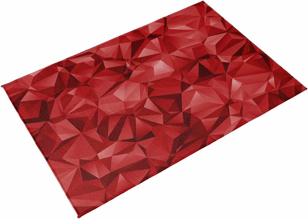 Red Geometric Outdoor Rug for Patio/Deck/Porch, Non-Slip Large Area Rug 5 x 8 Ft, Vintage Minimalism Abstract Aesthetic Indoor Outdoor Rugs Washable Area Rugs, Reversible Camping Rug Carpet Runner