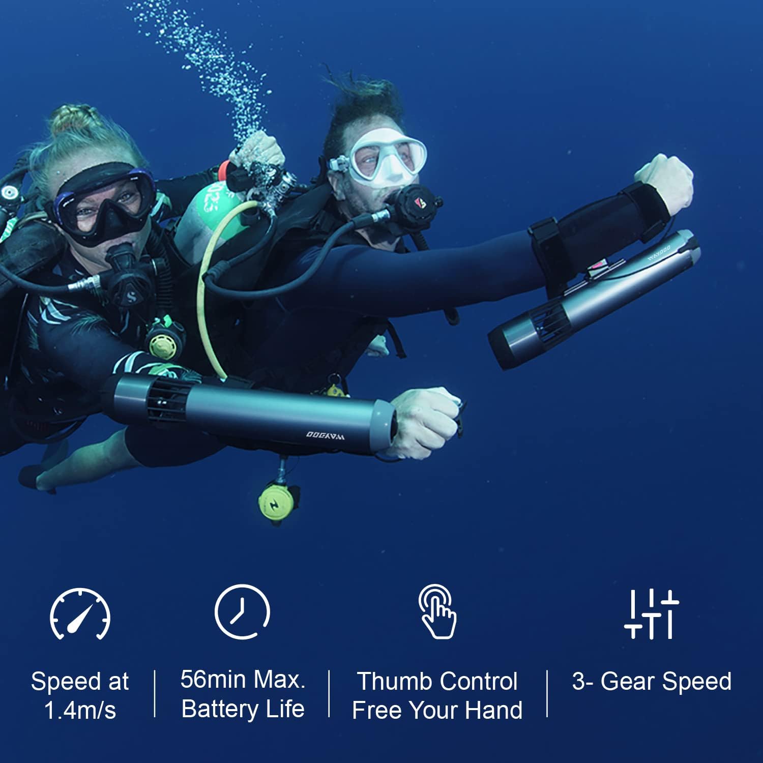 Waydoo Subnado Underwater Scooter, Sea Scooter with Thumb Control for SUP Paddle Board, Pool, Diving & Snorkeling, Compact & Portable Water Scooter for Adults & Kids, Gray/Red