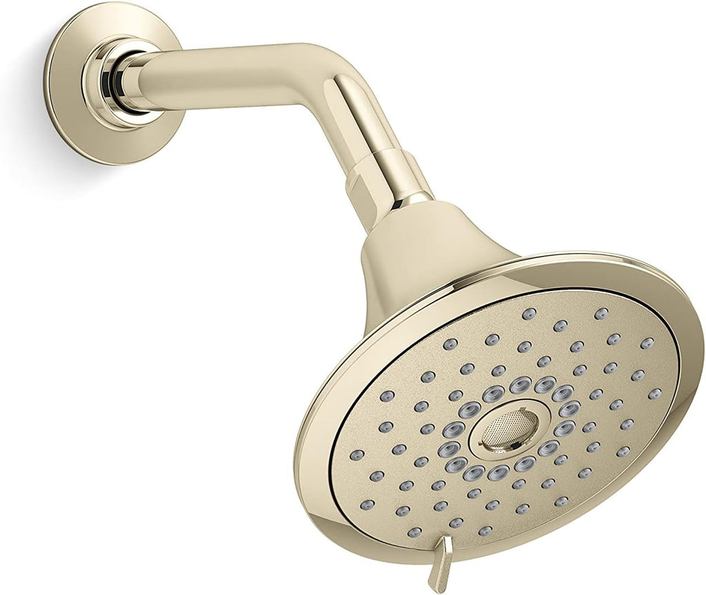 KOHLER 22169-G-AF Forte Multifunction Showerhead, Wall-Mount, 3 Spray Settings, 1.75 GPM, Vibrant French Gold