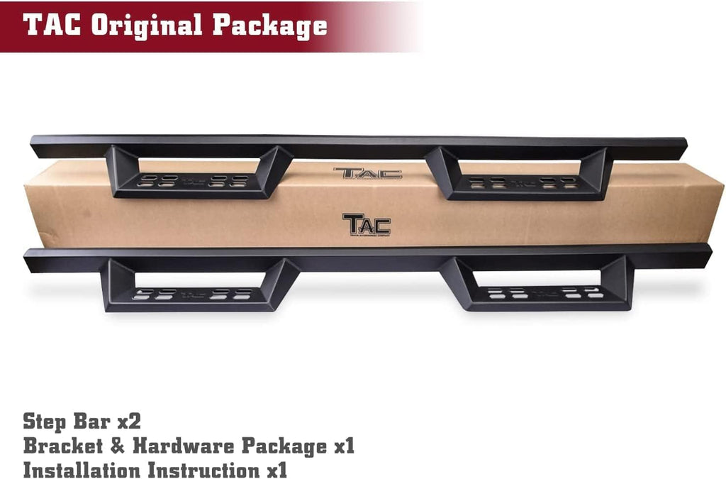TAC Sniper Running Boards Fit 2007-2018 Silverado/Sierra 1500 EXT/Double Cab|2007-2019 2500/3500 EXT/Double Cab 4' Drop Side Steps Nerf Bars Automotive Exterior Accessories Fine Texture Black 2pcs