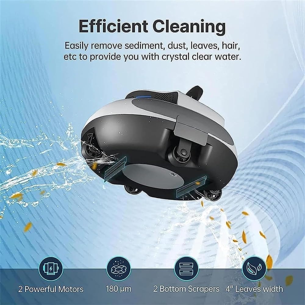 Cordless Pool Robot, Strong Suction Power Pool Robot 100min Powerful Cleaning Pool Water Vacuum Cleaner