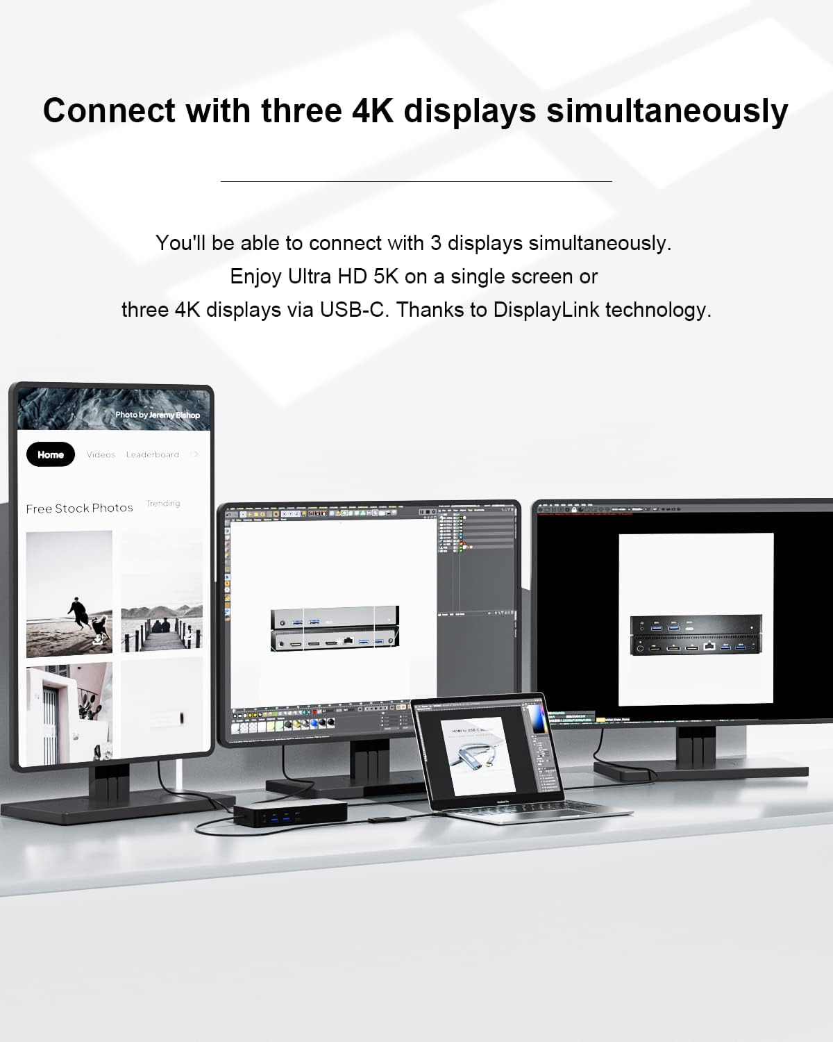 D6000 Universal Docking Station, USB 3.0 and USB C Single 5K or Triple 4K Display Docking Station with Two DisplayPort and HDMI for Windows and Mac (1HDMI, 2DP, 1Audio, 4USB3.0, 1USB C, 1Speaker Out)