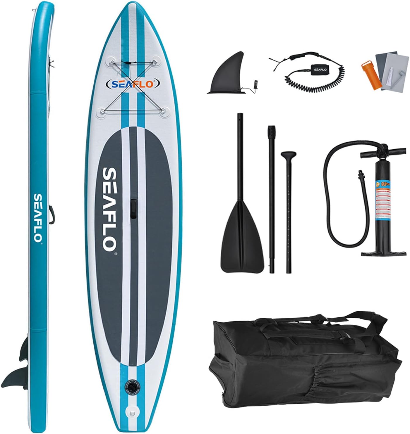 Savvycraft Inflatable Standing Paddle Board 11'x30''x6'' SUP Youth and Adult, ISUP Accessories: Adjustable Paddle, Double Action Pump, Backpack, Ankle Cuff Leash, Repair Kit, and Removable Center Fin