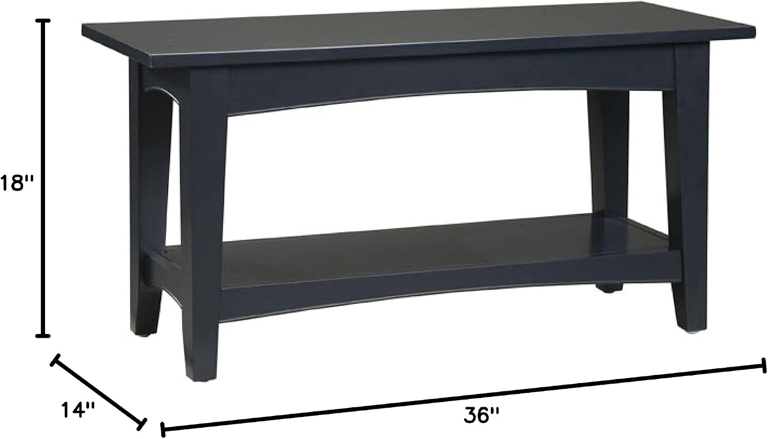 Alaterre Furniture Shaker Cottage Bench with Shelf, 36' W, Charcoal Gray