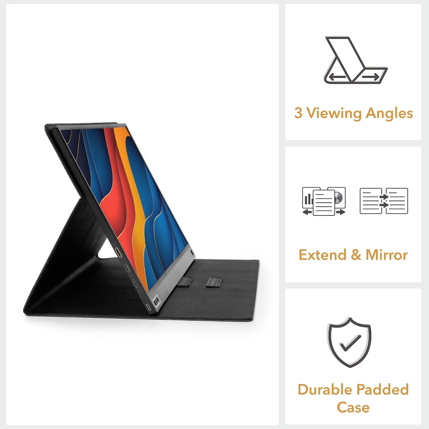 SideTrak  Solo Portable Laptop Monitor 15.6' FHD 1080P LCD Screen | Works with Mac, PC, Chrome, PS4, Xbox, Raspberry Pi, & More | Powered by USB or Mini HDMI | Detachable Padded Case and Kickstand