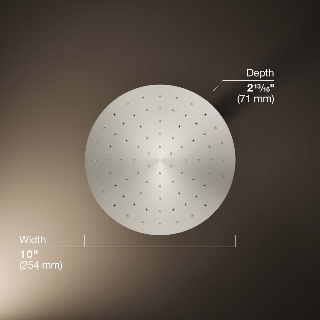 Kohler 13689-G-SN Contemporary Round 10' single-function rainhead, 1.75 gpm, Vibrant Polished Nickel