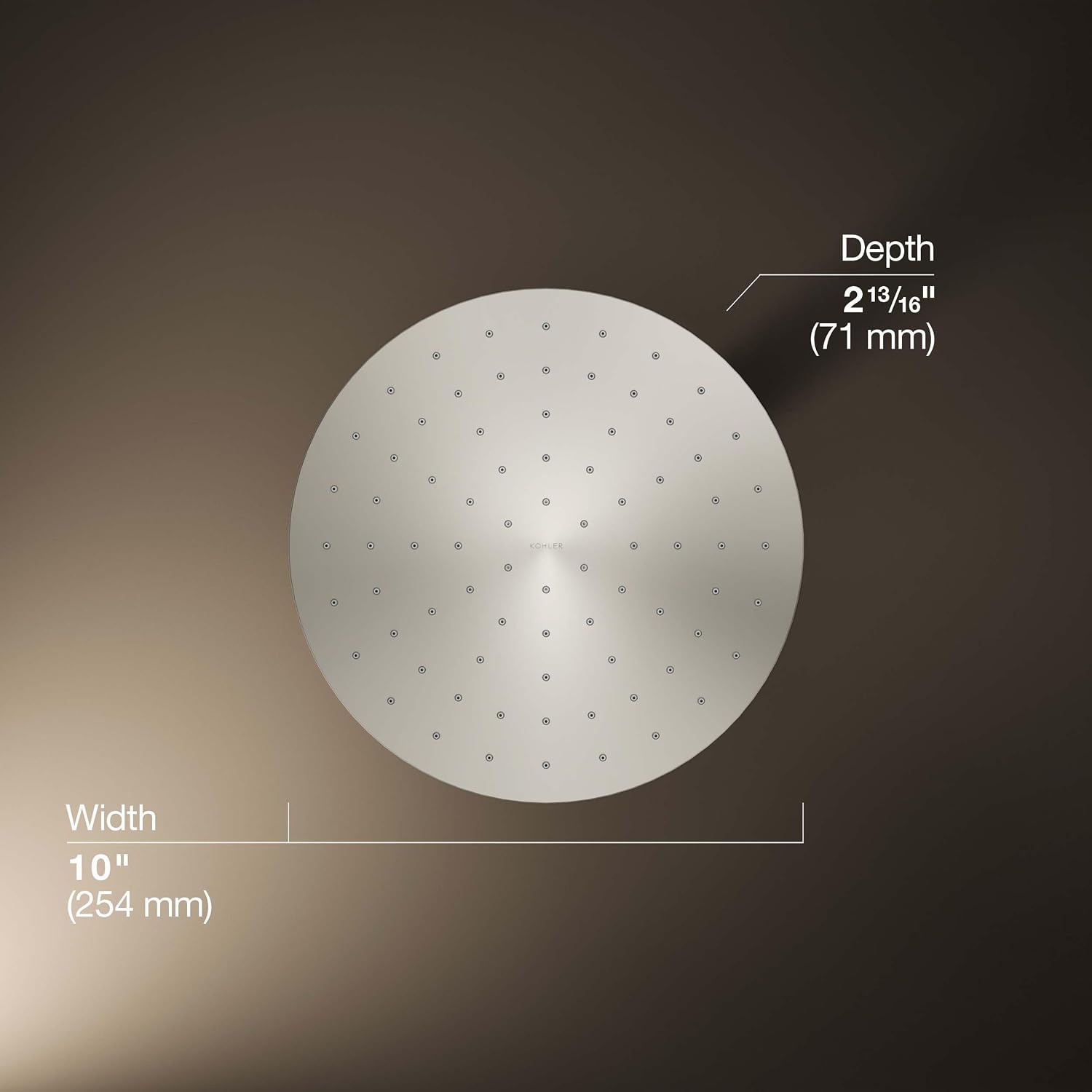 Kohler 13689-G-SN Contemporary Round 10' single-function rainhead, 1.75 gpm, Vibrant Polished Nickel