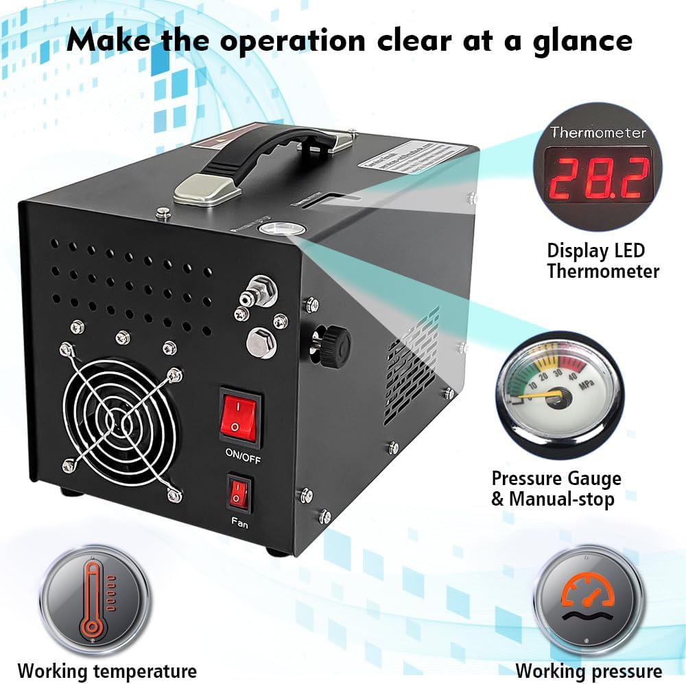 Portable Air Compressor, 300W Electric, 4500 PSI Max Pressure, 40 Amp, Metal Construction, 60cm Hose