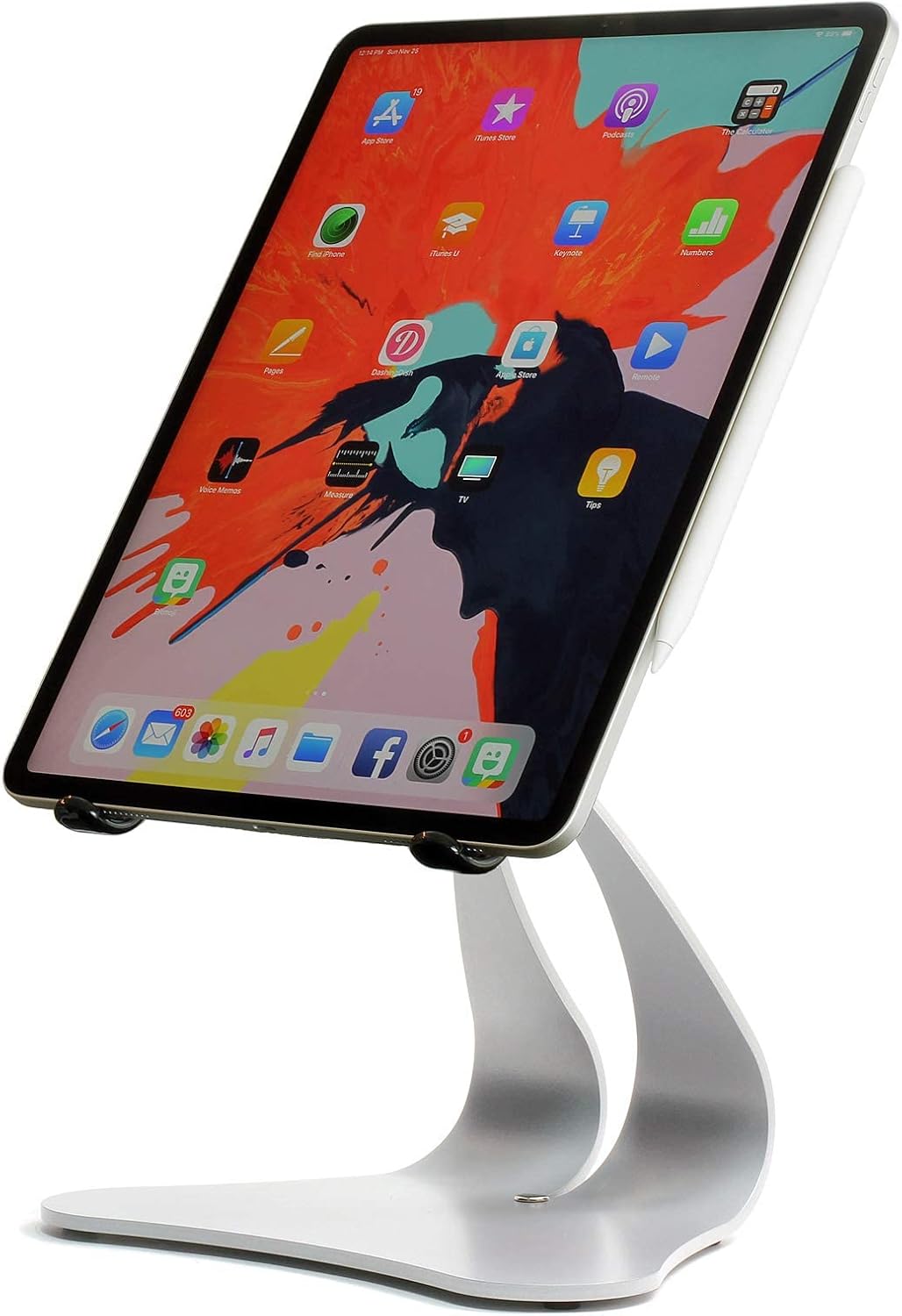 Thought Out Stabile PRO Pivoting iPad Stand - Made in USA - Compatible with Apple iPad (Silver)