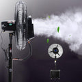 25.6in Outdoor Misting Pedestal Fan, Industrial Cooling Spray Fan, Portable 4 Wheels Adjustable Height, 3 Speeds,120° Oscillation, 11 Gal Bucket, powerful(25.6in)