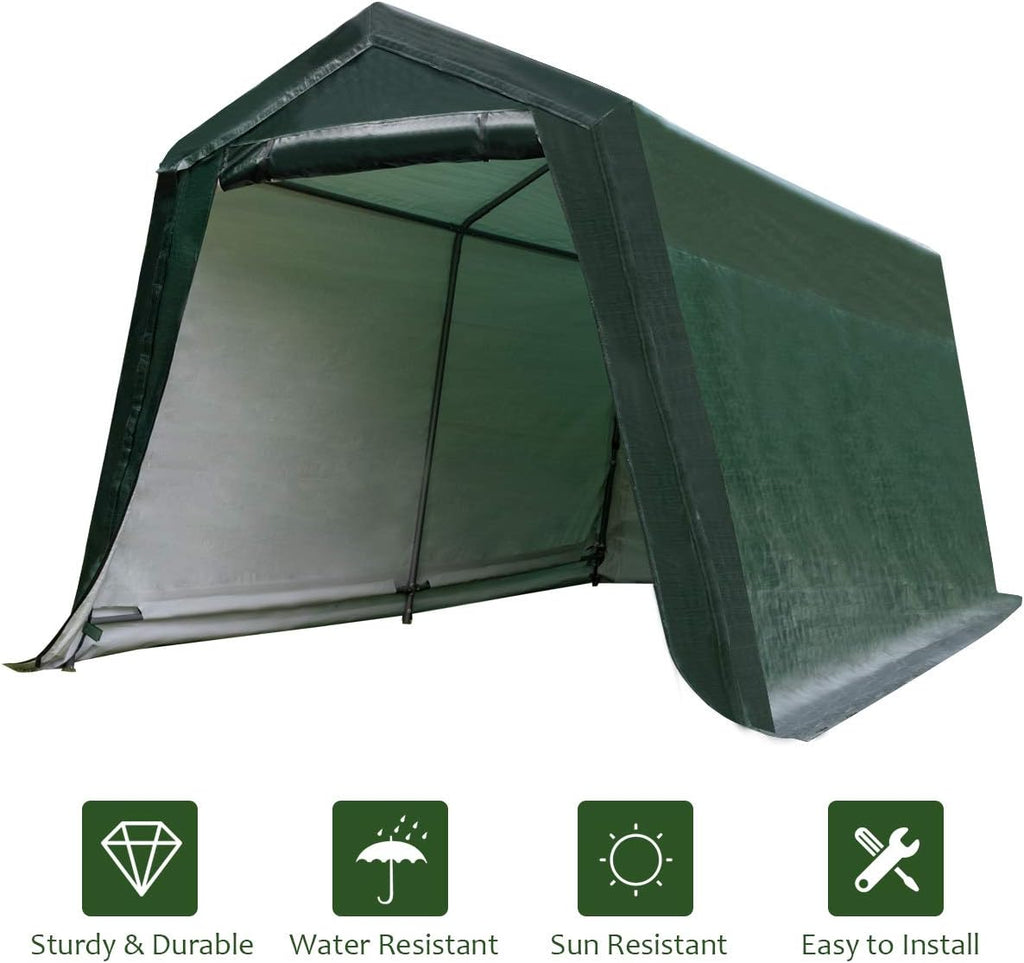 Tangkula 10x10 Ft Outdoor Storage Shelter, Patio Storage Tent, Enclosed Carport Shed w/All-Steel Metal Frame and Waterproof Ripstop Cover, Outdoor Garage Tent with Sidewalls