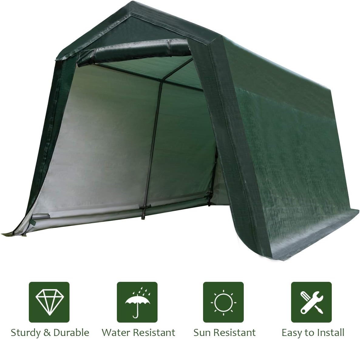 Tangkula 10x10 Ft Outdoor Storage Shelter, Patio Storage Tent, Enclosed Carport Shed w/All-Steel Metal Frame and Waterproof Ripstop Cover, Outdoor Garage Tent with Sidewalls