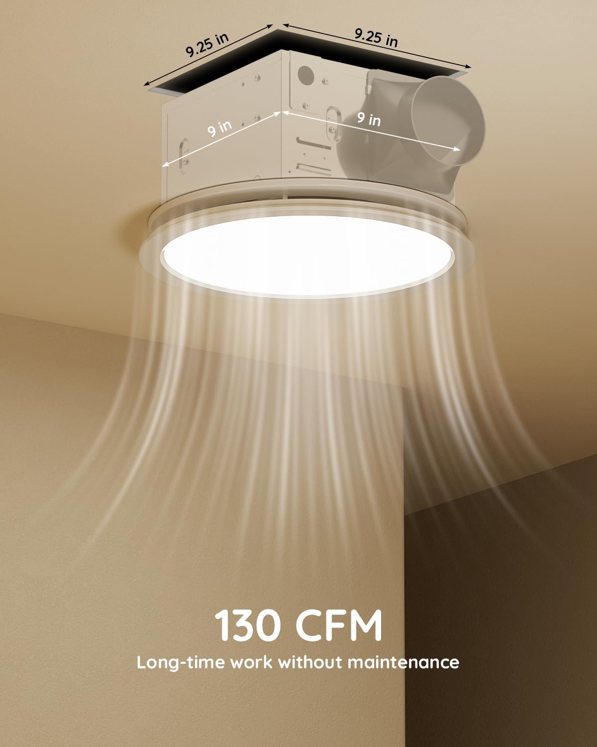 Fitop Bathroom Exhaust Fan with Light,130 CFM 47W 1100LM Ceiling Mount Shower Ventilation Exhaust Fan, 1.5Sones Bathroom Vent Fan with Light, Fan LED Light 3000K/4000K/5000K