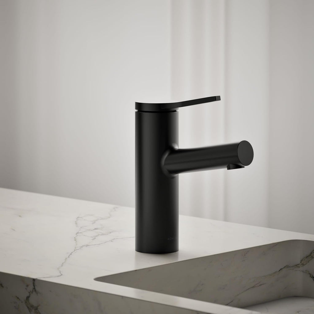 KOHLER K-35048-4K-BL Elate® Single-Handle Bathroom Sink Faucet, Bathroom Faucets, 1.0 GPM, Matte Black