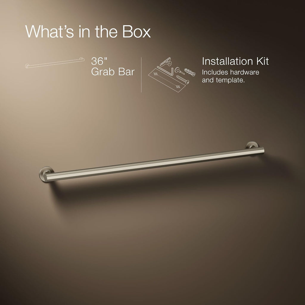 Kohler K-11895-BS Purist 36 Inch Bathroom Grab Bar Brushed Stainless Steel