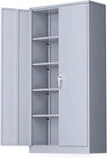 Greenvelly Metal Storage Cabinet with Locking Doors, 72' Dark Grey Lockable Storage with Adjustable Shelves, Steel Tool Cabinet for Home Office, Garage (36' x 18')