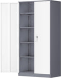 Greenvelly Metal Garage Storage Cabinet, 72' Locking Metal Cabinet with Doors and Adjustable Shelves, Steel Tool Cabinets, File Cabinet for Home Office, Garage (36' W x 18' D)