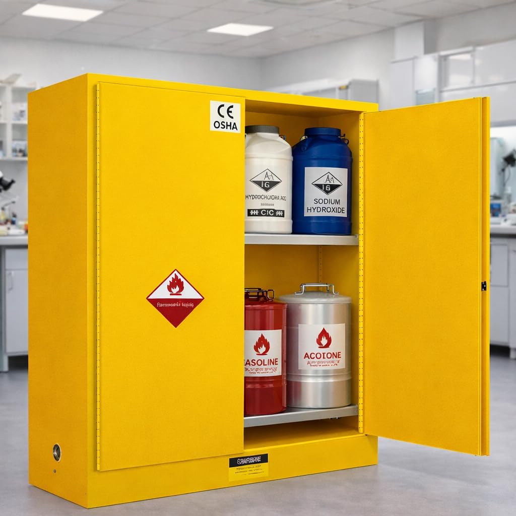 322 Gallon Flammable Cabinet 75H x 25W x 50D, Galvanized Steel Flammable Storage Cabinet, Adjustable Shelf for Commercial Industrial Home Use