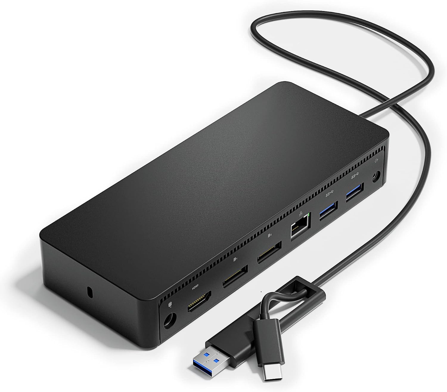D6000 Universal Docking Station, USB 3.0 and USB C Single 5K or Triple 4K Display Docking Station with Two DisplayPort and HDMI for Windows and Mac (1HDMI, 2DP, 1Audio, 4USB3.0, 1USB C, 1Speaker Out)