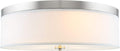 Kira Home Walker 20' Large Mid-Century Modern 3-Light Flush Mount Ceiling Light, White Fabric Shade + Round Glass Diffuser, Brushed Nickel Finish
