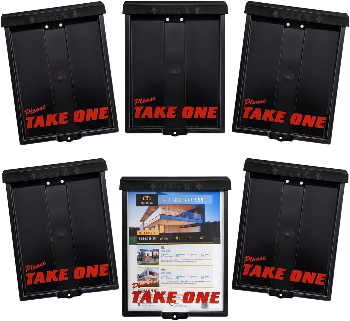 Mediz Outdoor Real Estate Brochure Box with Solar Lighted Lid, Take One Document Holder Can Hold 100, 8.5 x 11 Documents, Flyers, Literature and Other Outdoor Marketing Needs