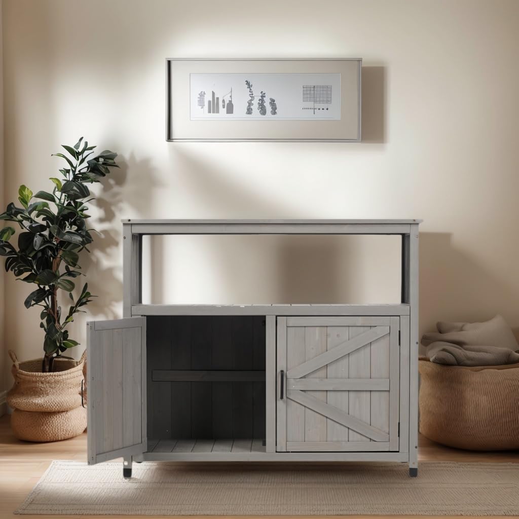 KEIKI 42 x 37 in Outdoor Storage Cabinet with 2 Doors Buffet Cabinet Sideboard Bar Table for Indoor