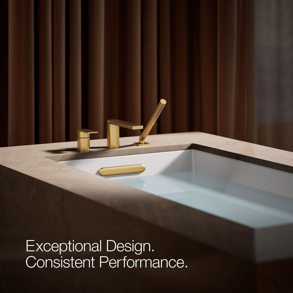Kohler 23488-4-2MB Parallel Single-Handle Deck-Mount Bath Faucet with handshower, Vibrant Brushed Moderne Brass